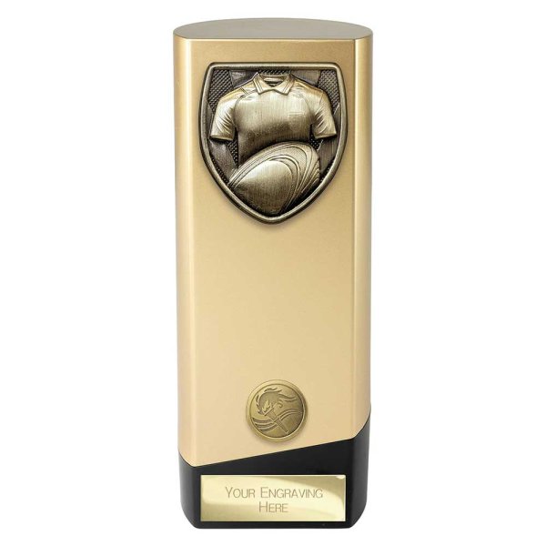 Prime Cobra Rugby Shirt & Ball Trophy | Gold & Black | 190mm