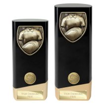 Prime Cobra Rugby Shirt & Ball Trophy | Black & Gold | 160mm