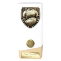 Prime Cobra Rugby Shirt & Ball Trophy | White & Gold | 160mm