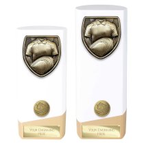 Prime Cobra Rugby Shirt & Ball Trophy | White & Gold | 160mm