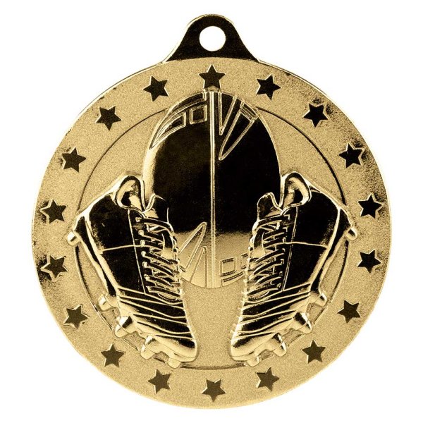 Cascade Stars Rugby Medal | Gold | 50mm
