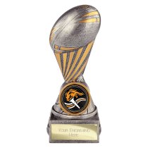 Digital Rugby Trophy | Antique Silver & Gold | 125mm