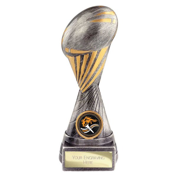 Digital Rugby Trophy | Antique Silver & Gold | 175mm
