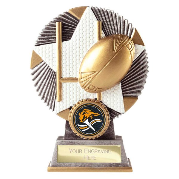 Pulse Star Rugby Trophy | Antique Silver & Gold | 135mm