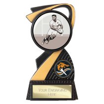 Mania Tower Rugby Trophy | Black & Gold | 130mm