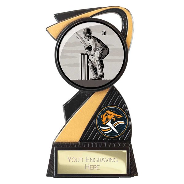 Mania Tower Cricket Trophy | Black & Gold | 130mm