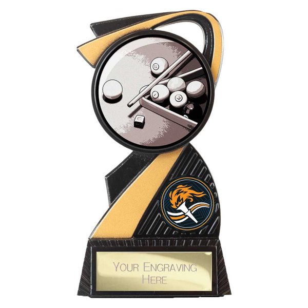 Mania Tower Snooker Trophy | Black & Gold | 130mm