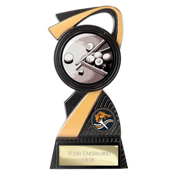 Mania Tower Snooker Trophy | Black & Gold | 155mm
