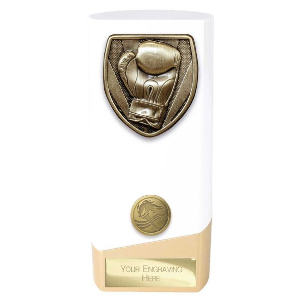 Prime Cobra Boxing Trophy | White & Gold | 160mm