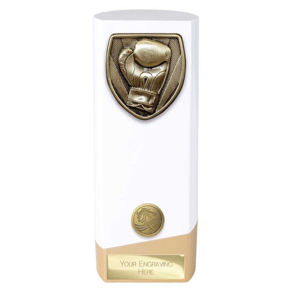 Prime Cobra Boxing Trophy | White & Gold | 190mm