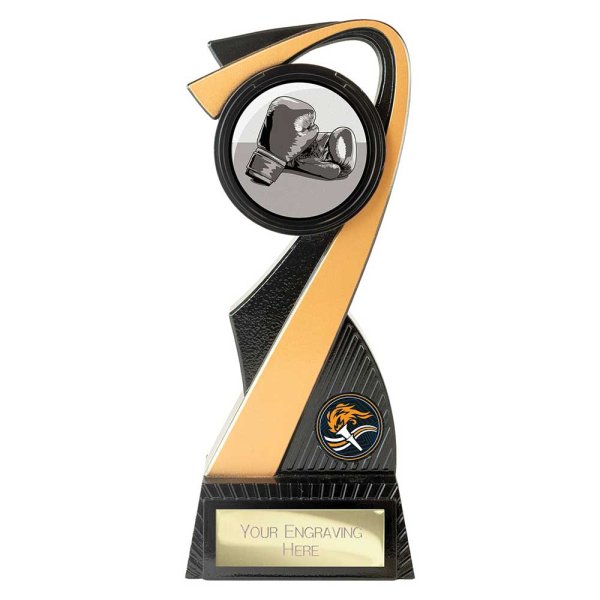 Mania Tower Boxing Trophy | Black & Gold | 205mm