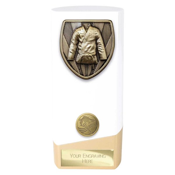 Prime Cobra Martial Arts Trophy | White & Gold | 160mm