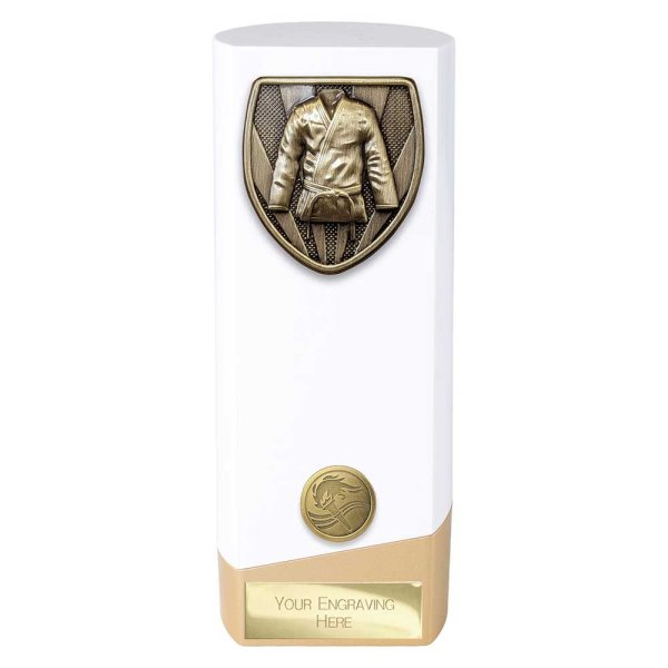 Prime Cobra Martial Arts Trophy | White & Gold | 190mm