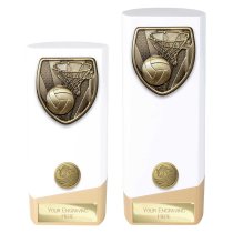Prime Cobra Netball Trophy | White & Gold | 190mm