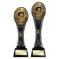 Maverick Extreme Tower Netball Trophy | Black & Gold | 290mm