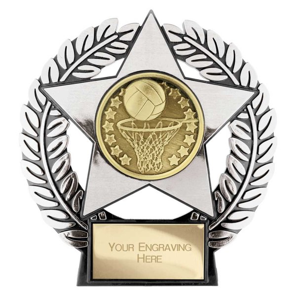 Emperor Star Netball Plaque | Silver | 120mm