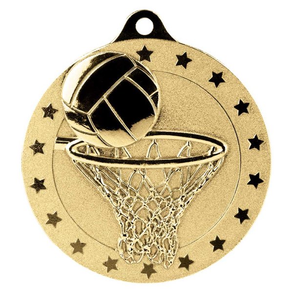Cascade Stars Netball Medal | Gold | 50mm