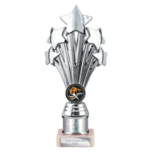 5 Star Tube Trophy | Silver | 215mm