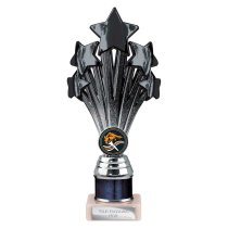 5 Star Tube Trophy | Black & Silver | 215mm