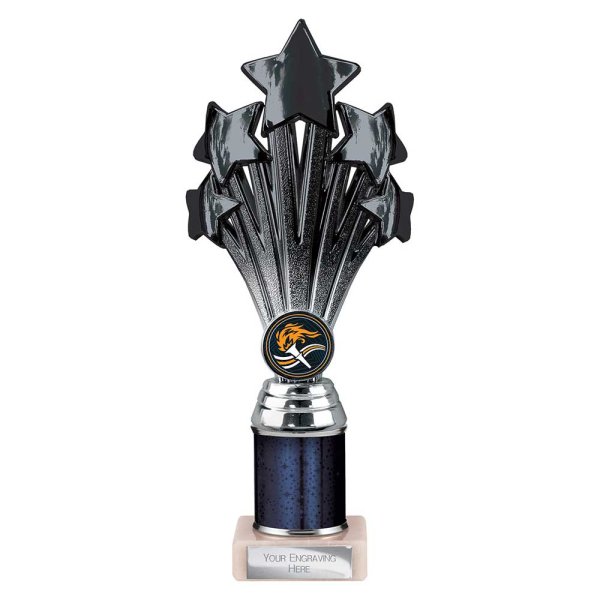 5 Star Tube Trophy | Black & Silver | 240mm