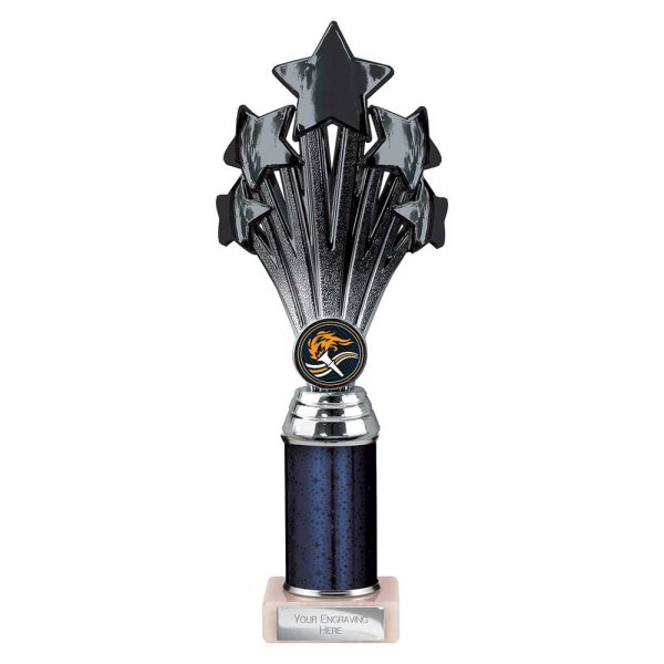 5 Star Tube Trophy | Black & Silver | 265mm