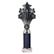 5 Star Tube Trophy | Black & Silver | 290mm