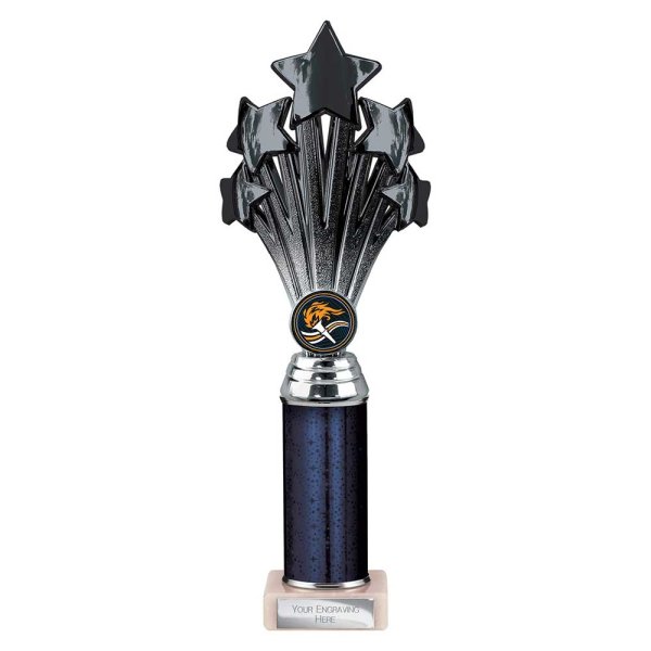 5 Star Tube Trophy | Black & Silver | 290mm
