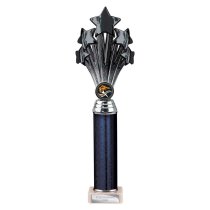 5 Star Tube Trophy | Black & Silver | 340mm