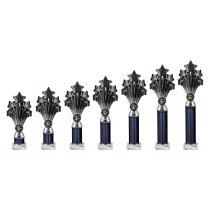 5 Star Tube Trophy | Black & Silver | 340mm