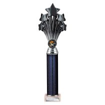 5 Star Tube Trophy | Black & Silver | 365mm