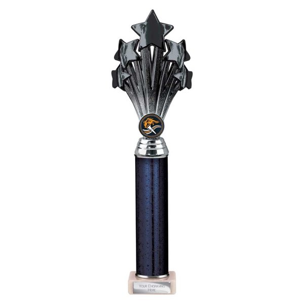 5 Star Tube Trophy | Black & Silver | 365mm