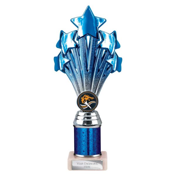 5 Star Tube Trophy | Blue & Silver | 240mm