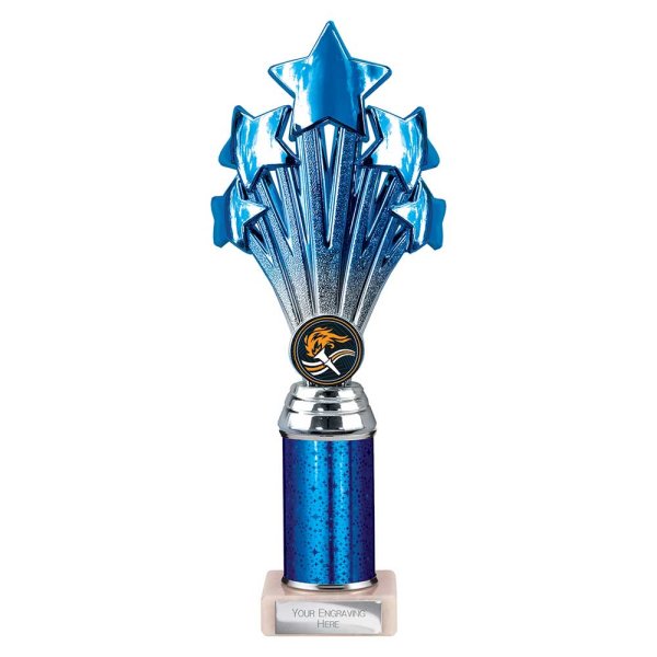 5 Star Tube Trophy | Blue & Silver | 265mm