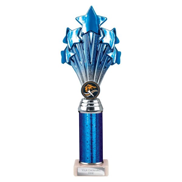 5 Star Tube Trophy | Blue & Silver | 290mm