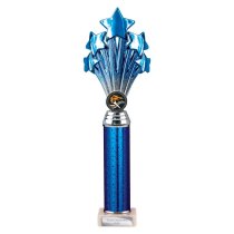 5 Star Tube Trophy | Blue & Silver | 340mm