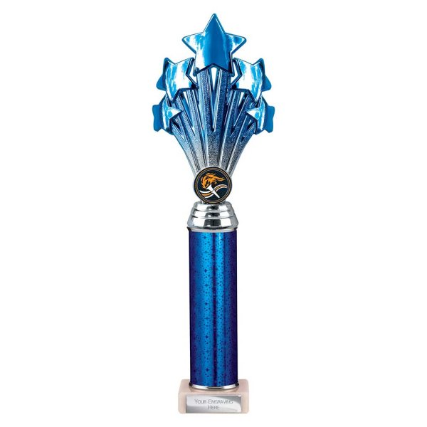 5 Star Tube Trophy | Blue & Silver | 340mm