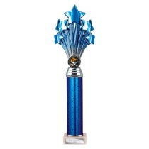 5 Star Tube Trophy | Blue & Silver | 365mm