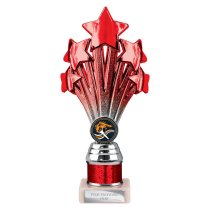 5 Star Tube Trophy | Red and Silver | 215mm