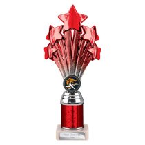 5 Star Tube Trophy | Red and Silver | 240mm