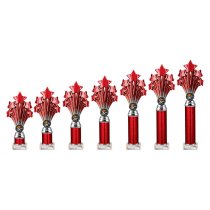 5 Star Tube Trophy | Red and Silver | 240mm