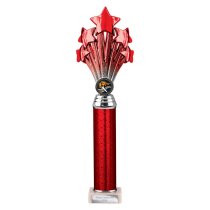 5 Star Tube Trophy | Red and Silver | 365mm