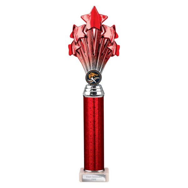 5 Star Tube Trophy | Red and Silver | 365mm