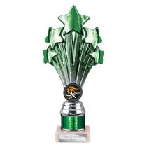 5 Star Tube Trophy | Green and Silver | 215mm