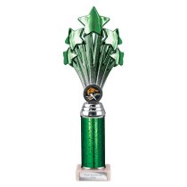 5 Star Tube Trophy | Green and Silver | 290mm