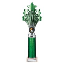 5 Star Tube Trophy | Green and Silver | 315mm