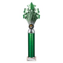 5 Star Tube Trophy | Green and Silver | 365mm