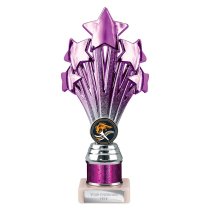 5 Star Tube Trophy | Purple and Silver | 215mm