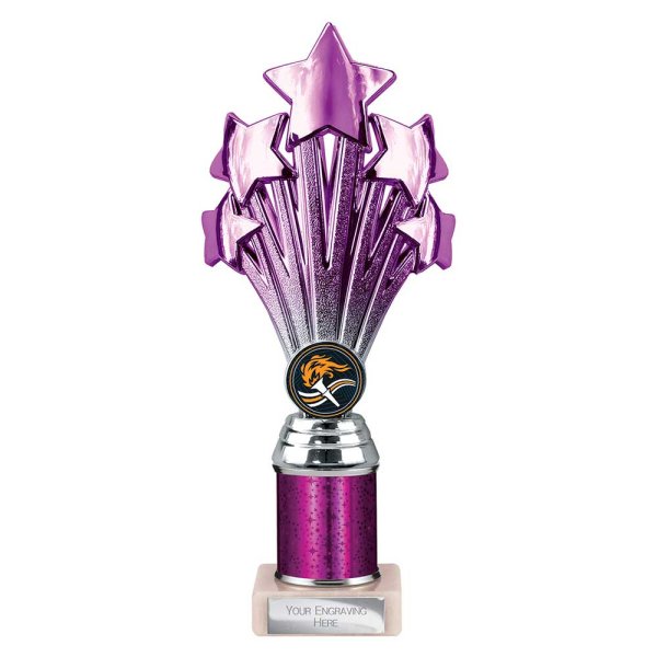 5 Star Tube Trophy | Purple and Silver | 240mm
