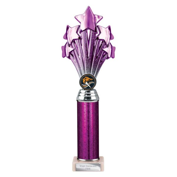 5 Star Tube Trophy | Purple and Silver | 315mm
