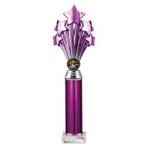 5 Star Tube Trophy | Purple and Silver | 340mm